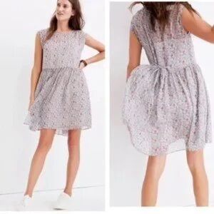 Madewell Floral Print Chiffon Tie Back Airy Summer Dress